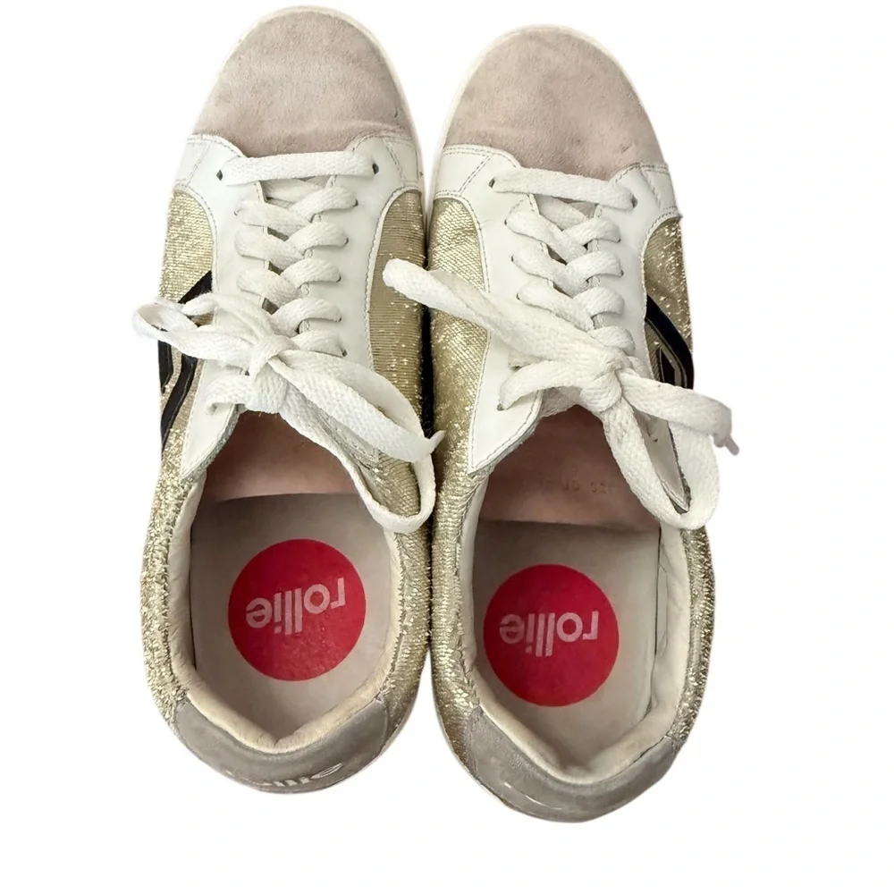 Rollie Prime D100240 Women's Metallic Leather Gold Sneakers Size 9